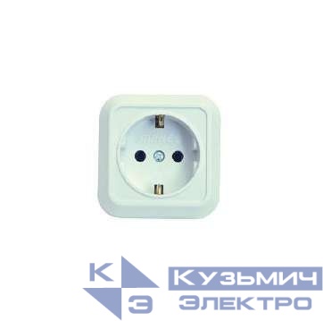 Розетка 1-м ОП 16А IP20 квадрат. с заземл. бел. Makel 45108