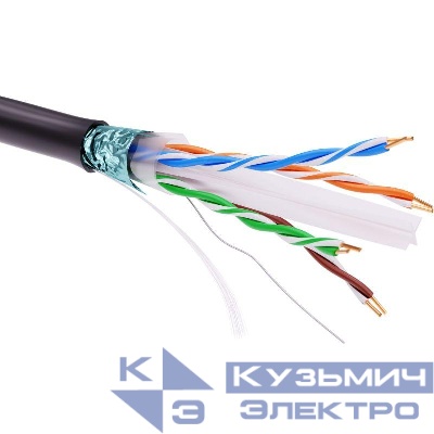Кабель витая пара экранир. F/UTP кат.6 4 пары светостабилизирован. ПЭ цвет внешн. оболочки черн. катушка (уп.305м) DKC RN6FUKPEBK