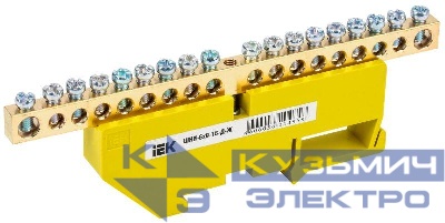 Шина PE "земля" на DIN-изоляторе ШНИ-6х9-18-Д-Ж IEK YNN10-69-18D-K05