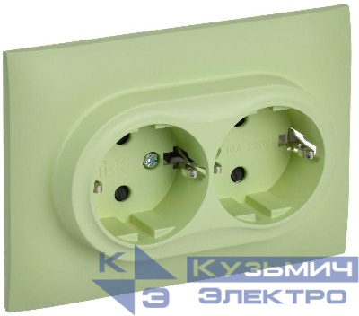 Розетка 2-м SKANDY 16А с заземл. защ. шторки в сборе SK-R07G мятный IEK SK-R24-16-K06-F