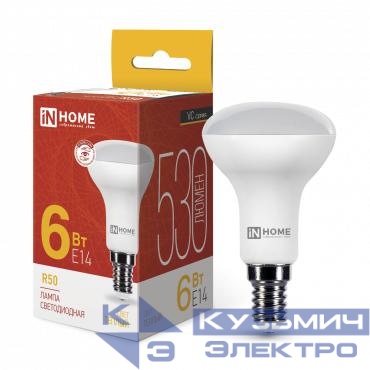 Лампа светодиодная LED-R50-VC 6Вт рефлектор 3000К тепл. бел. E14 530лм 170-265В IN HOME 4690612024240
