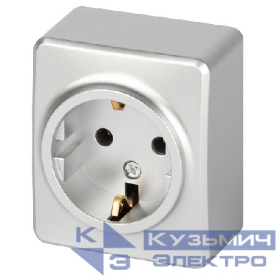 Розетка Эксперт 11-2203-03 2P+E Schuko IP20 16А-250В ОУ алюм. Эра Б0063020