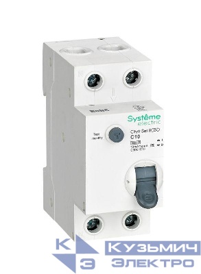 Выключатель автоматический дифференциального тока City9 Set (АВДТ) 1P+N C 10А 6кА 10мА Тип-A 230В SE C9D61610