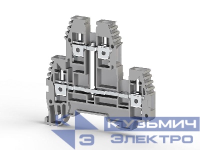 Клеммник 2-х ярусный 4кв.мм с внутр.перемычкой сер. PIK4NK Klemsan 319129