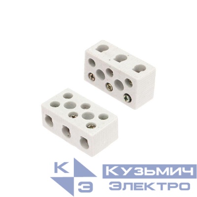 Клемма керамическая винтовая 12кв.мм 3 пары контактов с крепежным отверстием (уп.45шт) Rexant 07-6227