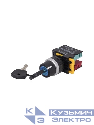 Переключатель 10А IP40 ВК22-BG25 замок с ключом 2 полож. 1НО+1НЗ I-O хром d22мм Электротехник ET521029