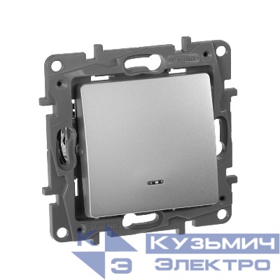 Выключатель 1-кл. СП Etika 10А IP20 250В 10AX с подсветкой/индикацией безвинтов. зажимы механизм алюм. IEK 672403