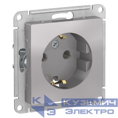 Розетка 1-м СП AtlasDesign 16А IP20 с заземл. механизм алюм. SE ATN000343