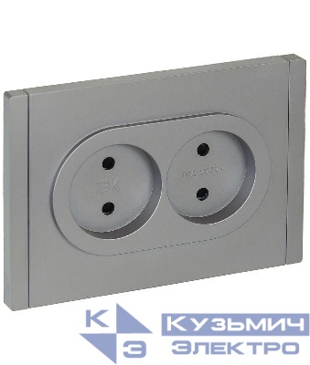 Розетка 2-м СП FORTE&PIANO FP525 10А без заземл. защ. шторки безвинт. крепл. сталь IEK FP-R23-10-1-K46
