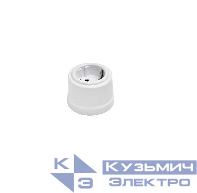 Розетка 1-м ОП Лизетта 16А IP20 ретро с заземл. ABS-пластик бел. Bironi B1-101-21