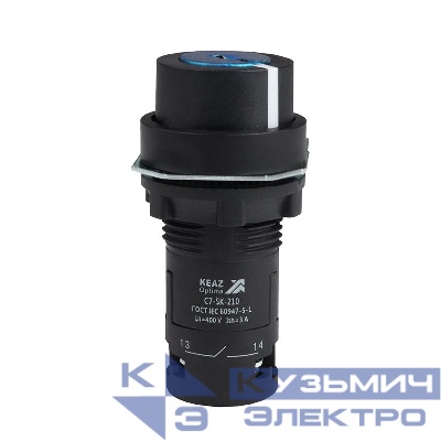Переключатель 2 положения OptiSignal Compact D22 С7-SK-210 черн. с ключом 1НО XB7NG21 КЭАЗ 362141