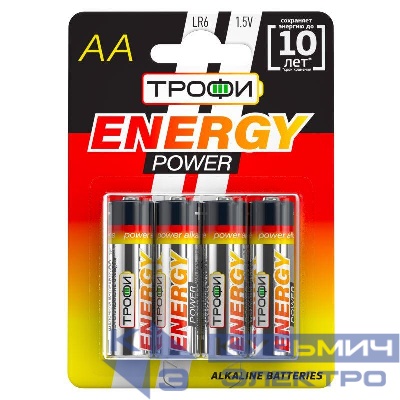 Элемент питания алкалиновый AA/LR6 LR6-4BL (блист.4шт) Трофи C0034657