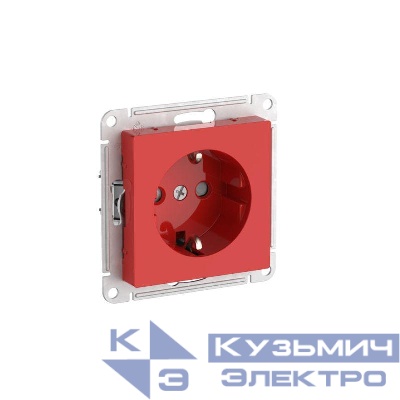 Розетка AtlasDesign 16А с заземл. защ. шторки быстрозажим. клем. механизм красн. SE ATN002045S