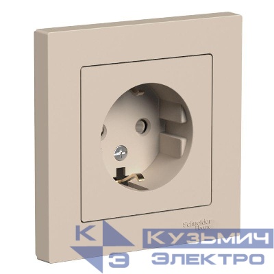 Розетка AtlasDesign 16А с заземл. со шторками в сборе песочн. SE ATN001244