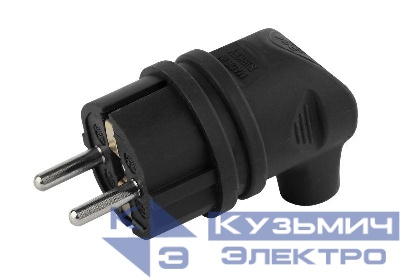 Вилка каучуковая с заземл. 90град 16А IP44 черн. V9-B-IP44 ЭРА Б0044542