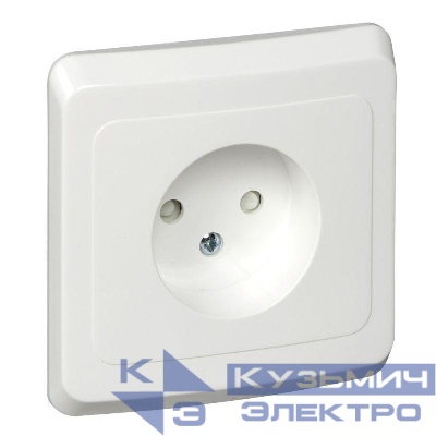 Розетка 1-м СП Этюд 16А IP20 250В без заземл. защ. шторки бел. SE PC16-002B