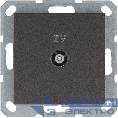 Розетка телевизионная проходная TV Ф9.5мм механизм мокко Jasmart G6002Z