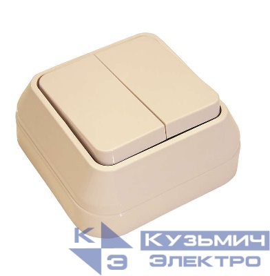 Выключатель 2-кл. ОП 10А IP20 крем. Makel 45203
