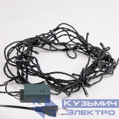 Гирлянда светодиодная "Твинкл Лайт" 4м 25LED мультиколор 4.8Вт 220-240В IP20 с контроллером 8 режимов провод ПВХ темн. зел. Neon-Night 303-019