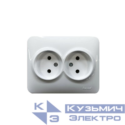 Розетка 2-м Karina Life без заземл. ПБТ бел. LEZARD 708-0200-128B