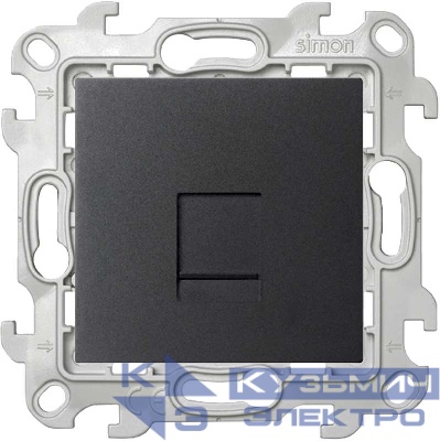 Розетка компьютерная СП Simon 24 RJ45 кат.5E UTP IP20 механизм графит Simon 2410598-038