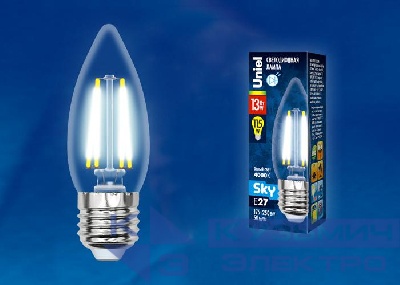Лампа светодиодная LED-C35-13W/4000K/E27 /CL PLS02WH Sky 13Вт прозрачная 4000К нейтр. бел. (упак. картон) Uniel UL-00005902
