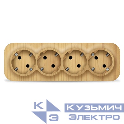 Розетка 4-м ОП 16А IP20 с заземл. сосна IONICH 1457