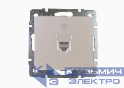 Розетка телефонная Rain RJ11 евро стандарт механизм жемчуж./бел. перламутр. LEZARD 703-3088-137