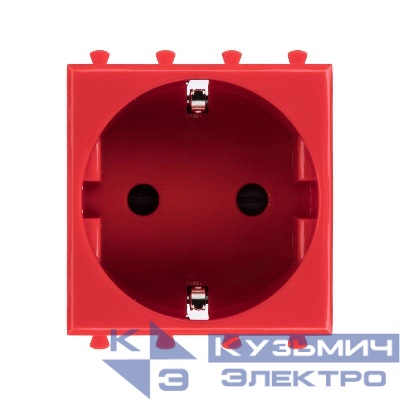 Розетка 1-м 2мод. Avanti "Красный квадрат" 16А IP20 2P+E защ. шторки красн. DKC 4401002