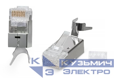 Коннектор RJ-45(8P8C) под витую пару кат. 6a/7/7a экран. универс. (для ож и мж кабеля) Cabeus 7780c