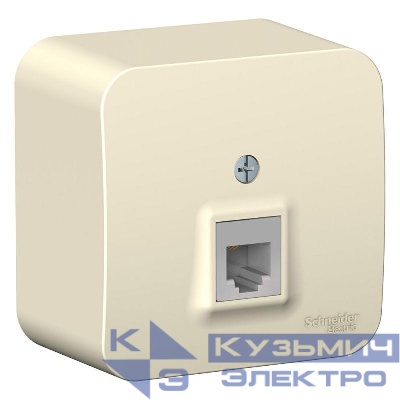 Розетка телефонная 1-м ОП Blanca RJ11 с изолир. пластиной молочн. SE BLNIA011002