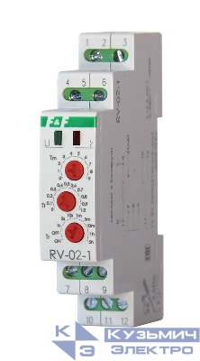 Реле времени RV-02-1 с задержкой выкл. 4 режима работы вход управления 1 модуль монтаж на DIN-рейке F&F EA02.001.036