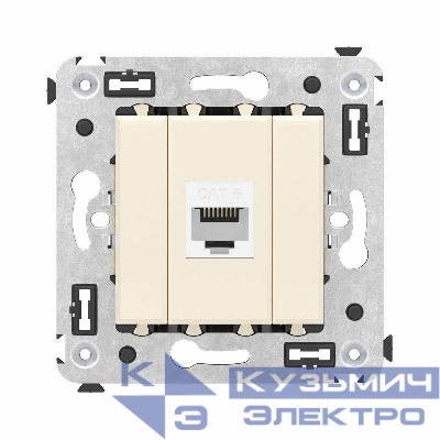 Розетка компьютерная 1-м СП Avanti "Ванильная дымка" RJ45 кат.6 без шторок механизм DKC 4405693