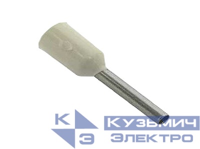 Штыревой втулочный кабельный наконечник E 7508 (НШВИ F=8мм) 0,75мм2, изолированный, серый, 100шт, NETKO Optima