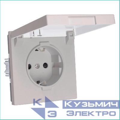 Розетка 1-м СП FD Shuko 16А IP20 с заземл. защ. шторки с крышкой механизм тауп матов. soft touch Jasmart FD5505PTM