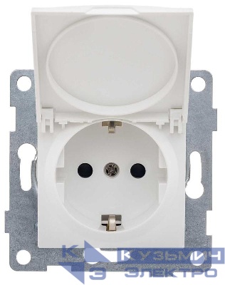 Механизм розетки 1-местн. с/з с з/ш и крышкой СП Ugra 16А IP20 250В бел. матов. GUSI С11Р91-041