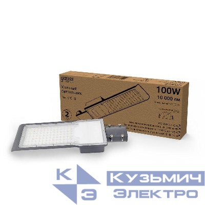 Светильник светодиодный Avenue 100Вт 5000К IP65 10000лм 190-250В 420х160х57мм ДКУ уличный консольный КСС Ш черн. GAUSS 629534300