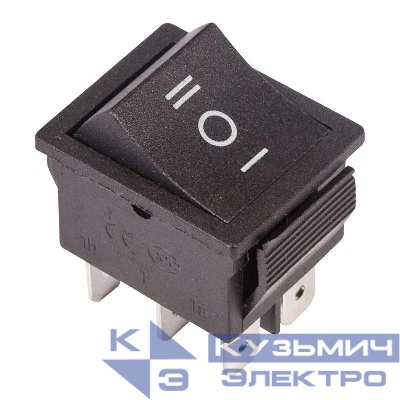 Выключатель клавишный 250В 15А (6с) (ON)-OFF-(ON) с нейтралью (RWB-508 SC-767) черн. Rexant 36-2370