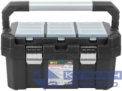 Ящик для инструмента пластиковый 17дюйм 440х240х210мм металл. замки. алюм. ручка FIT 65588