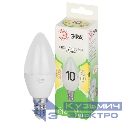 Лампа светодиодная GREEN LINE B35-10W-830-E14 GL 10Вт свеча 3000К свет тепл. E14 Эра Б0067108
