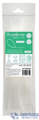 Стяжка кабельная 370х4.8 бел. (уп.100шт) SE IMT37048W
