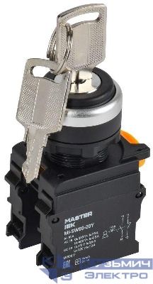 Переключатель 3 полож. 1НО+1НЗ с ключом черн. MASTER IEK MI-SW60-20Y-3-34-3-K02