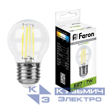 Лампа светодиодная LB-52 7Вт 4000К E27 230В FERON 25877