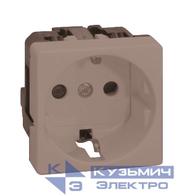 Розетка СП Simon 27 16А IP20 250В 2P+E с заземл. защ. шторки винтов. клеммы широкий модуль механизм сер. Simon 27472-67