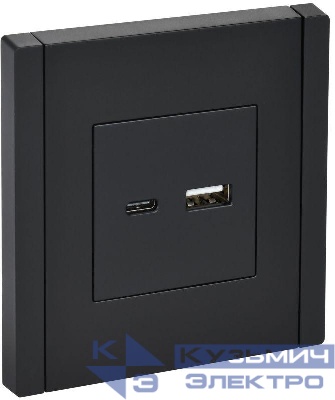 Розетка USB A+C 18Вт FORTE&PIANO FP151 черн. IEK FP-U22-018-K02