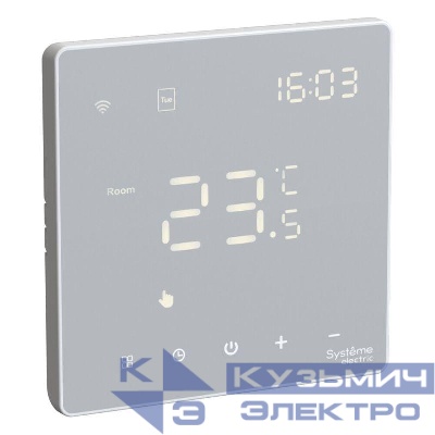 Термостат программируемый ArtGallery 16А с Wi-Fi для электрич. теплого пола моноблочный бел. SE GAL000138