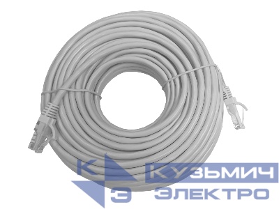 Патч-корд UTP4 cat.5е, 20.0м, CCA, LSZH, серый, литой коннектор NETKO Optima