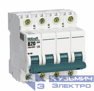 Выключатель автоматический модульный 4п B 20А 4.5кА ВА-101 DEKraft 11043DEK