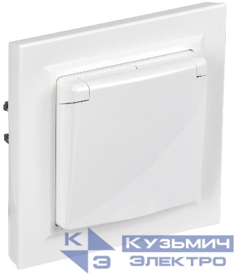 Розетка с крышкой Brite 16А IP44 РСбш10-3-44-БрБ механизм бел. в сб. IEK BR-R16-16-44-K01-F-PRO