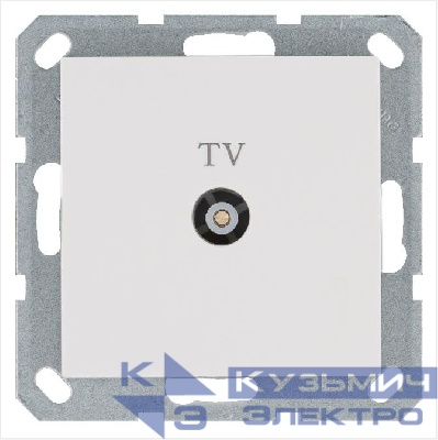 Розетка телевизионная оконечная TV Ф9.5мм механизм бел. глянцевый Jasmart G6001W